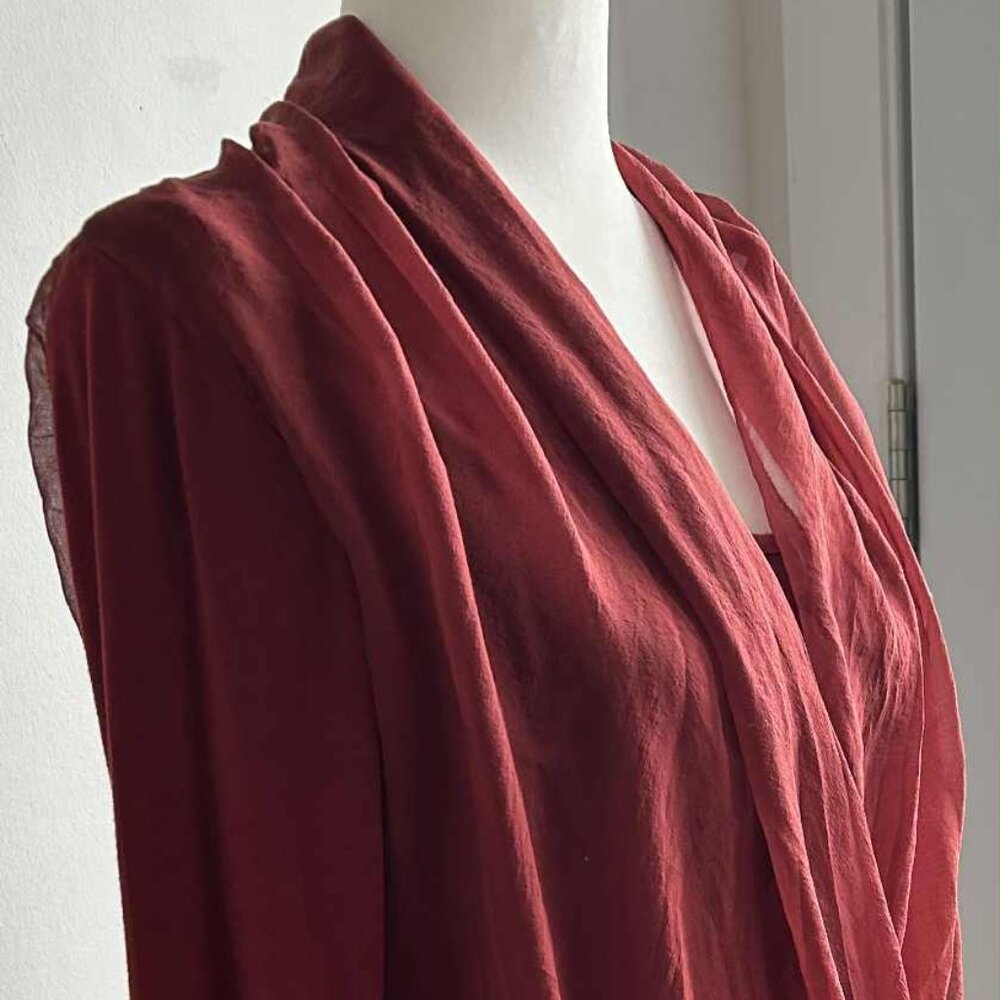 JOSH Paris Burgundy Silk-Blend Sheer Overlay Dress with Inner Dress – EU M